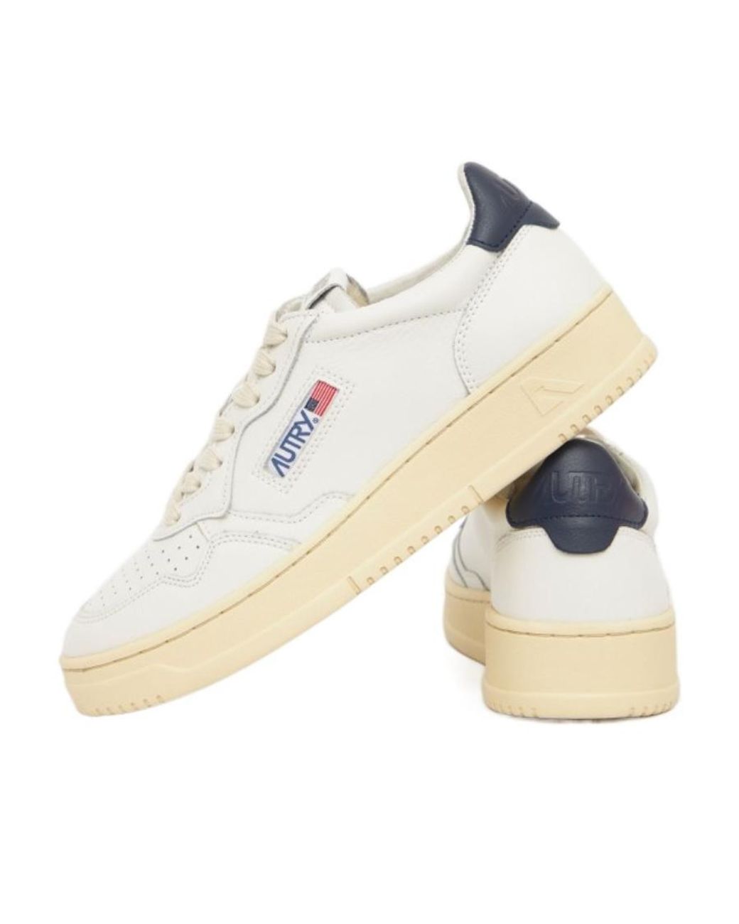 Autry White Perforated Low-Top Sneakers for men
