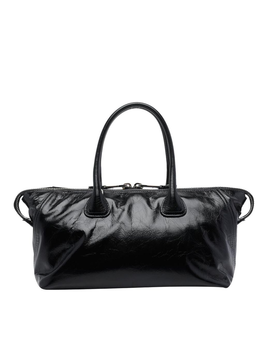 Miu Miu Black Logo-Embossed Tote Bag