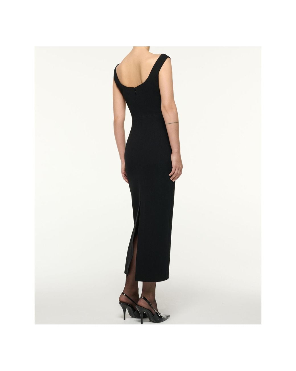 Roland Mouret Black Lace-Insert Crepe Dress