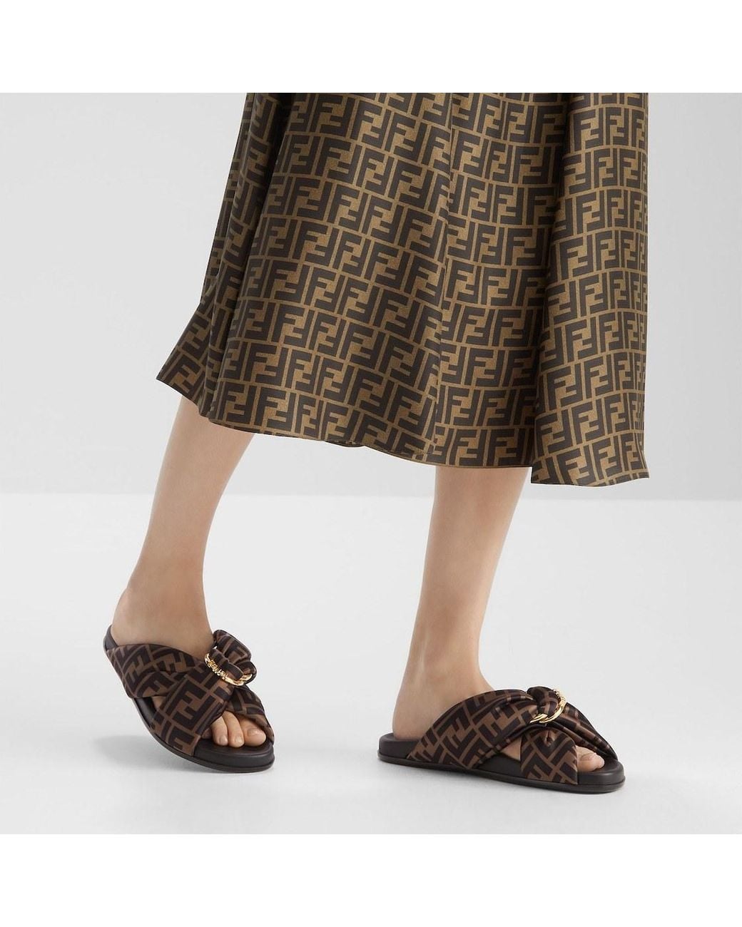 Fendi Brown Feel Sandals