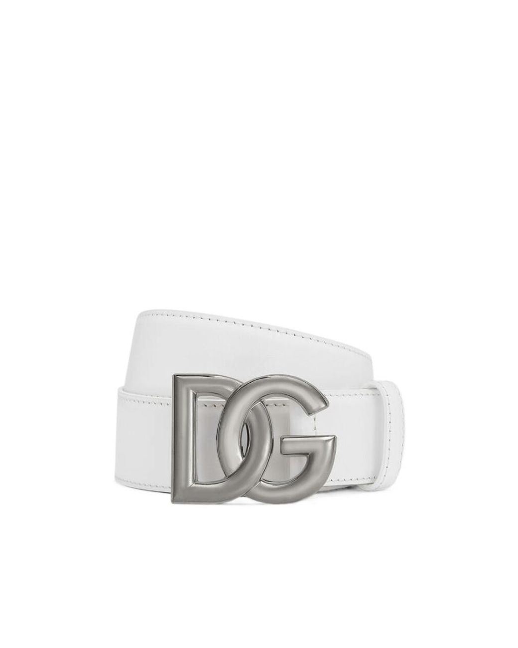Dolce & Gabbana White Dg Logo Buckle Belt for men