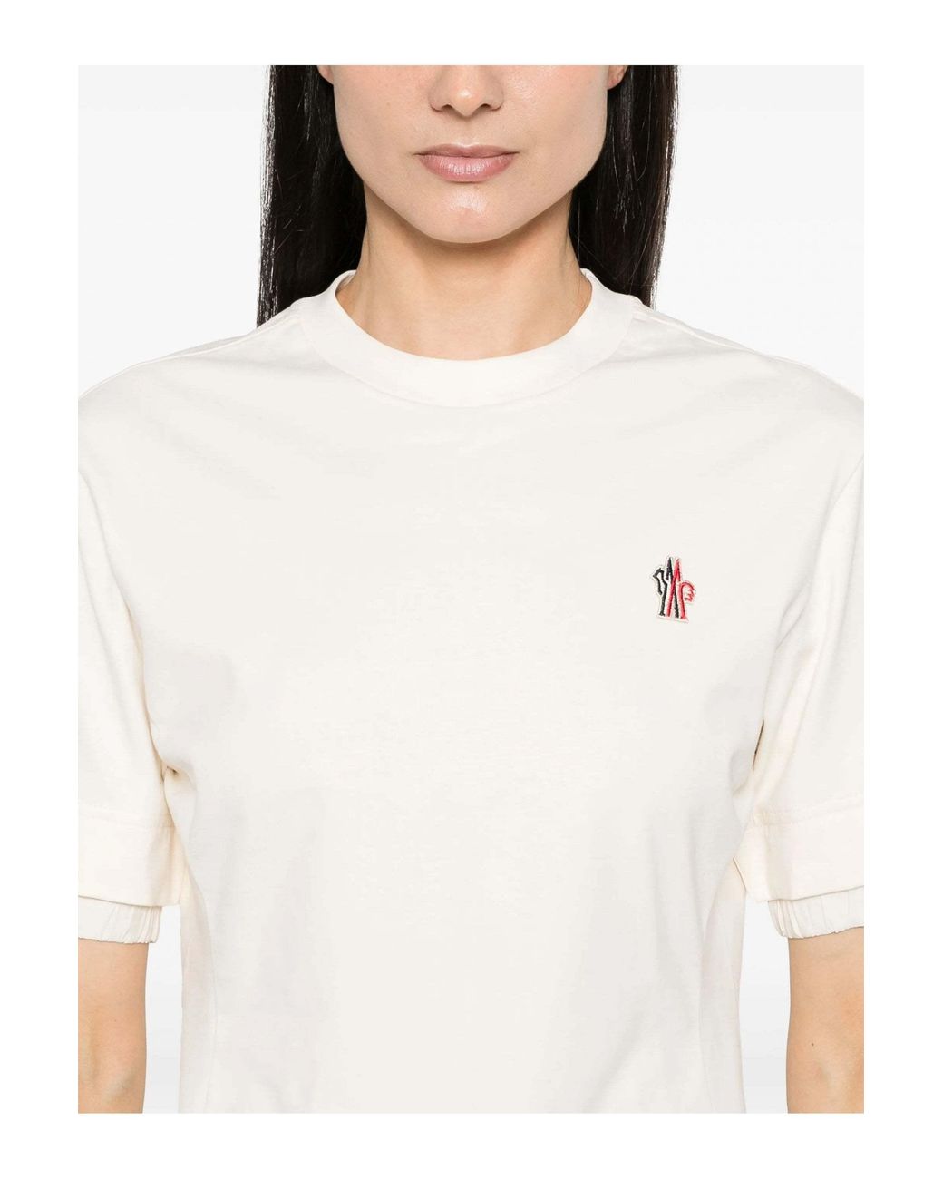 Moncler White Grenoble Logo Patch Crewneck T-Shirt