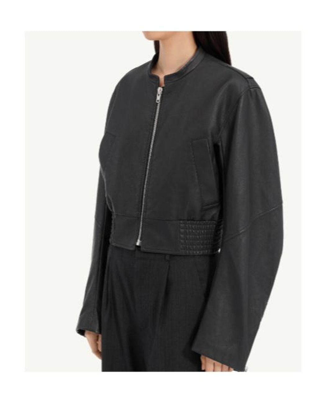MM6 by Maison Margiela Black Cropped Bomber Jacket