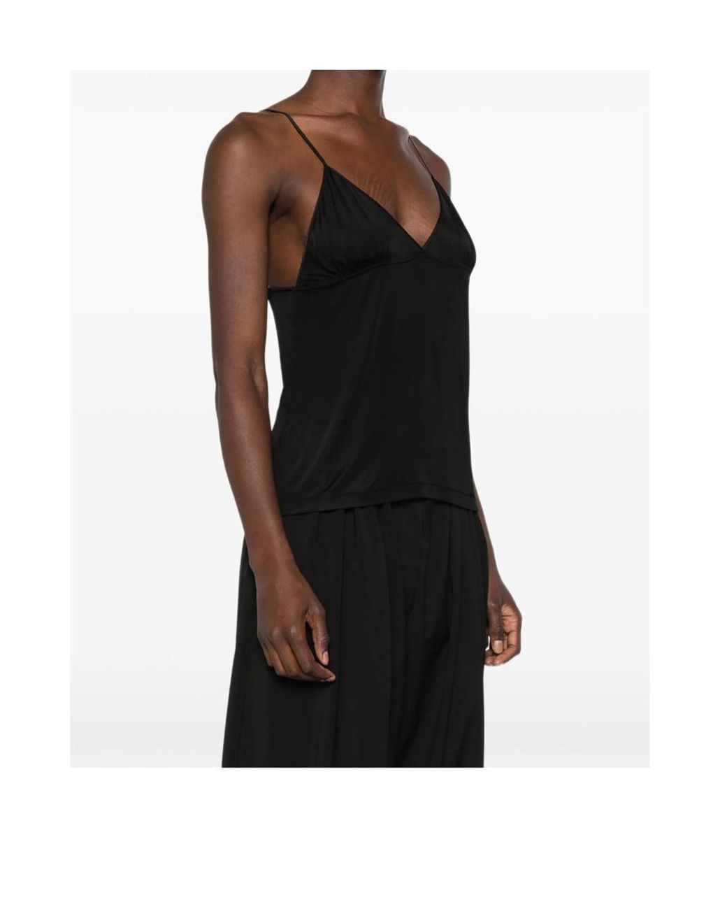 Saint Laurent Black V-Neck Sleeveless Top