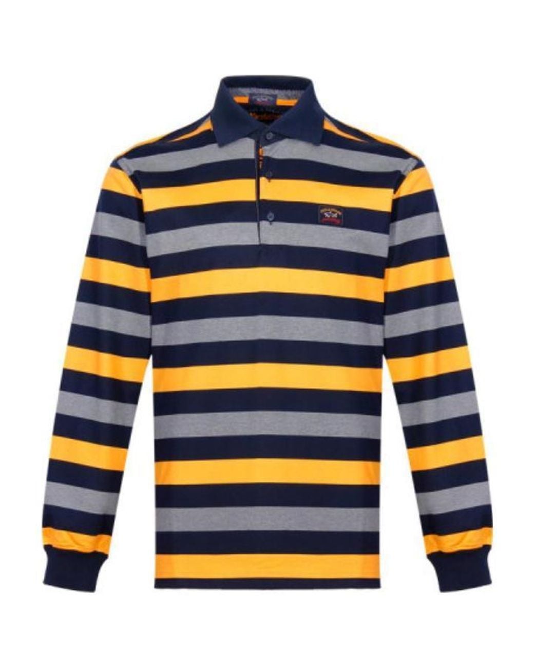 Paul & Shark Blue Striped Long-Sleeve Polo Shirt for men