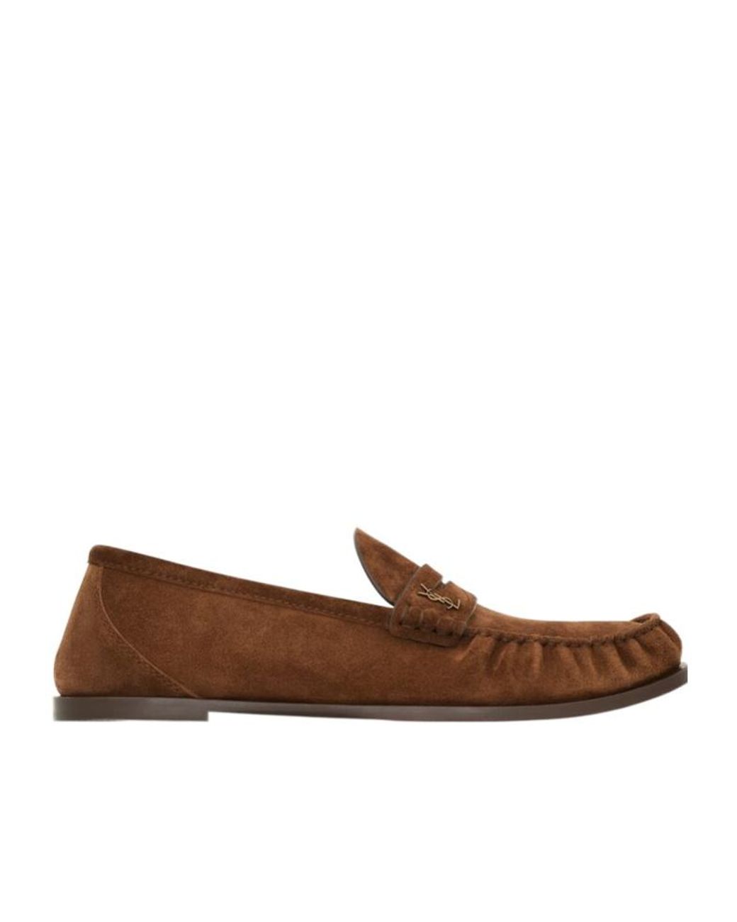 Saint Laurent Brown Laurent Logo Plaque Loafers for men