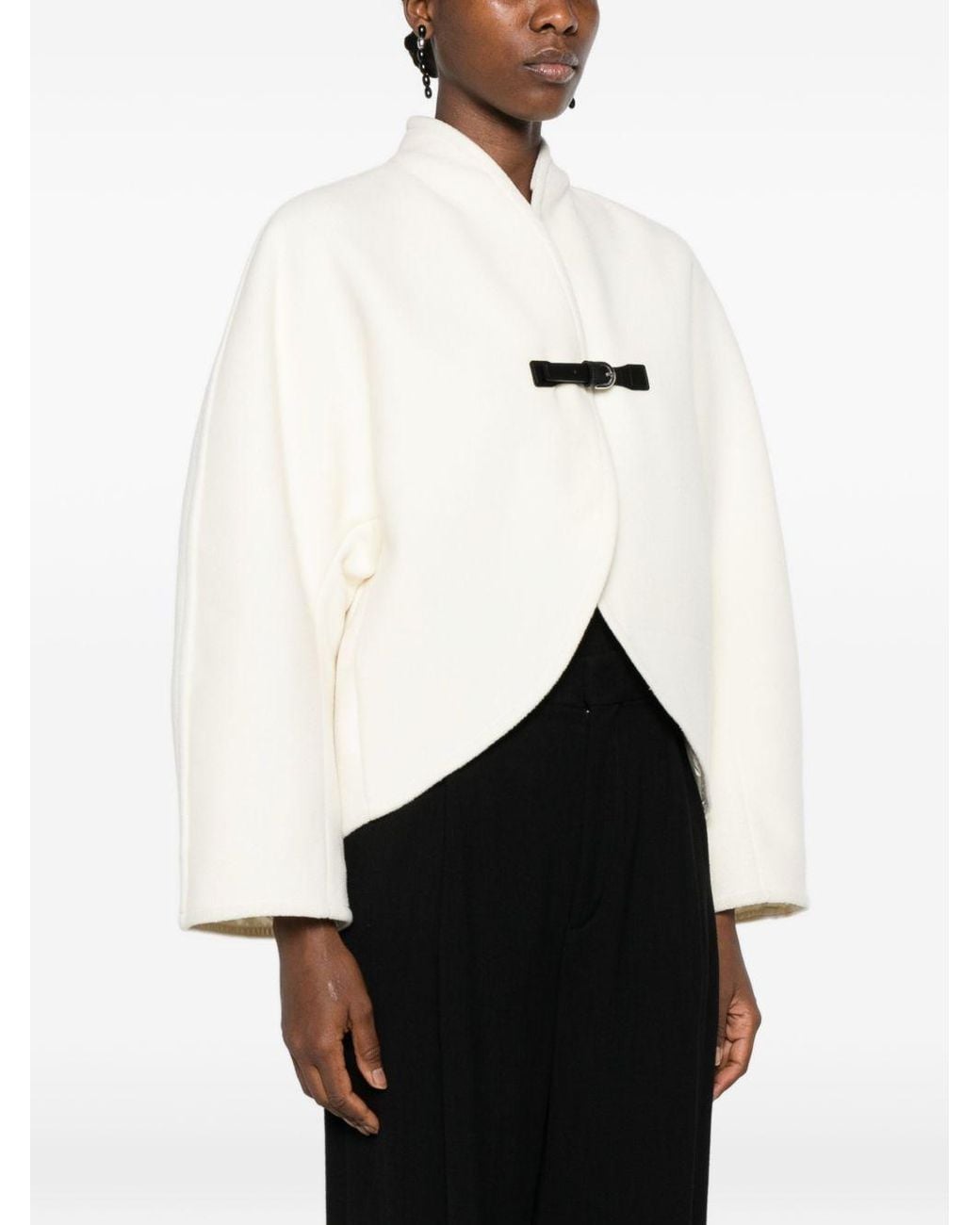 Forte_forte White Buckle-Fastening Jacket