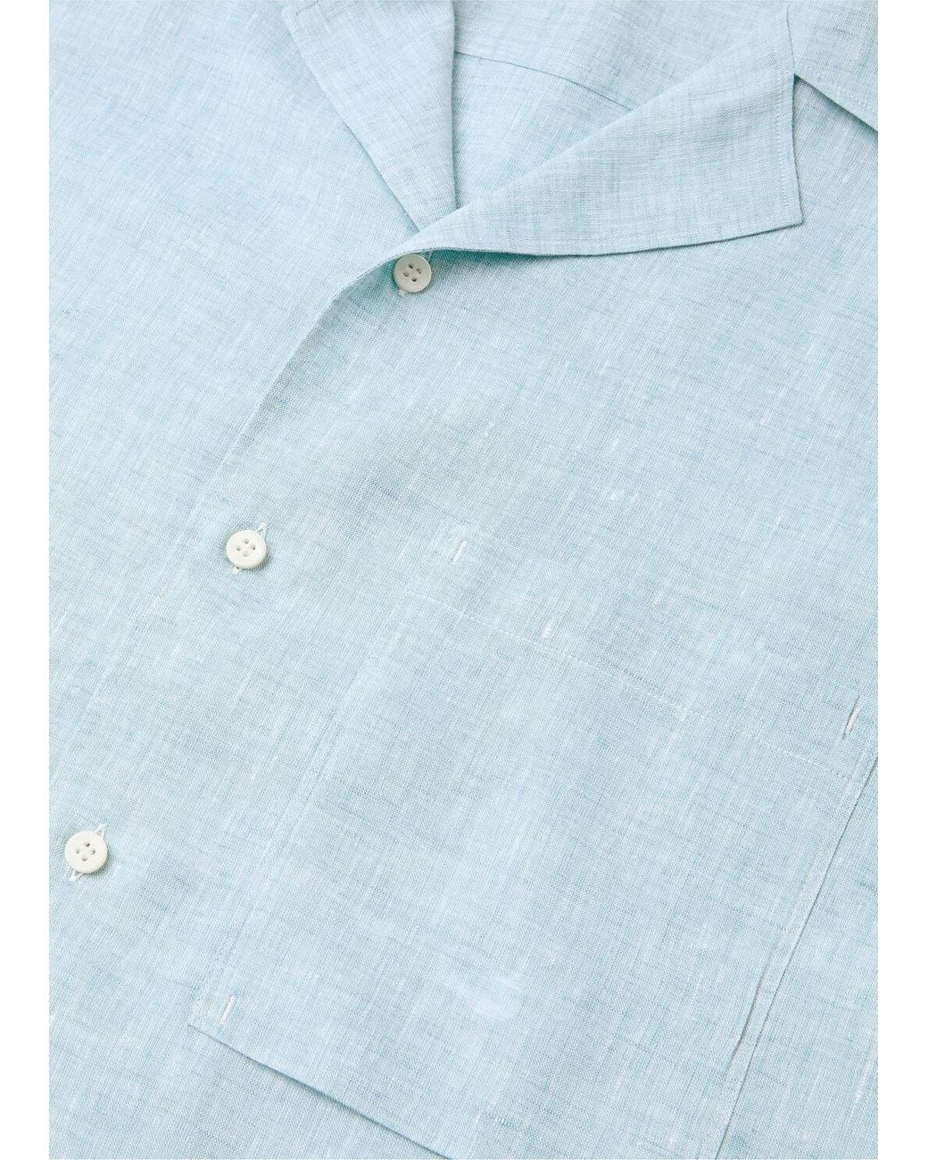 Loro Piana Blue Short-Sleeved Shirt for men