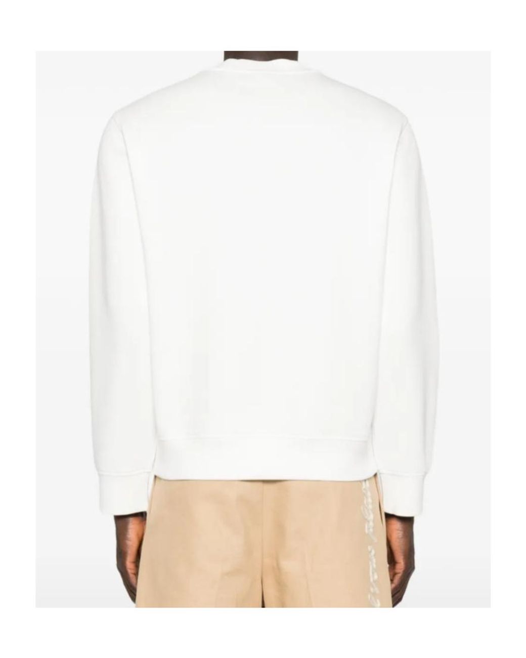 Emporio Armani White Logo Detailed Crewneck Sweatshirt for men