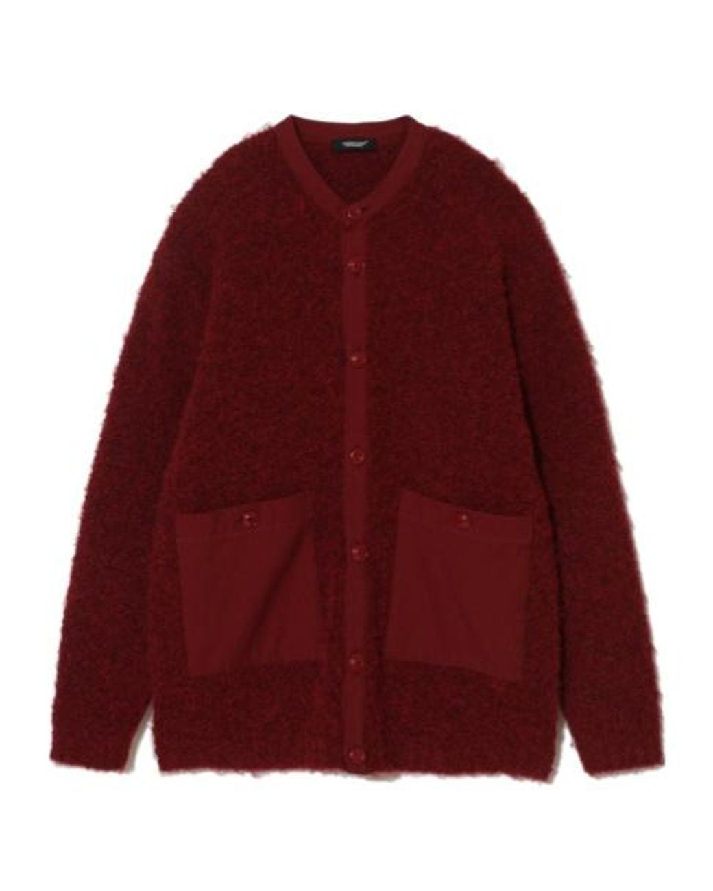 Undercover Red Round-Neck Patch-Pocket Cardigan for men
