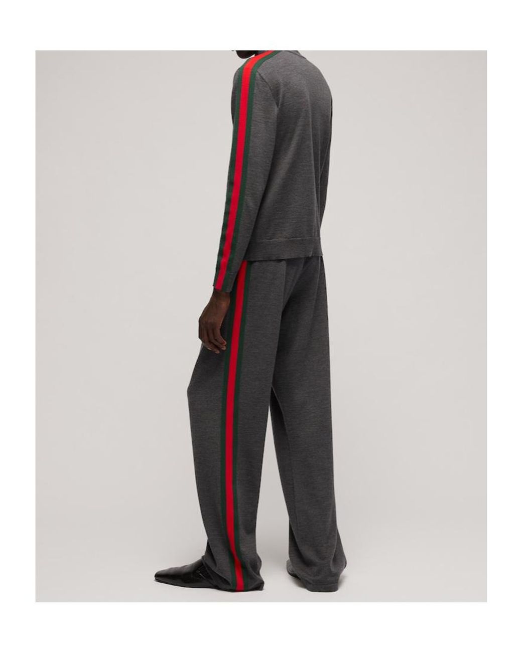 Gucci Multicolor Fine Wool Leisure Pants With Web for men