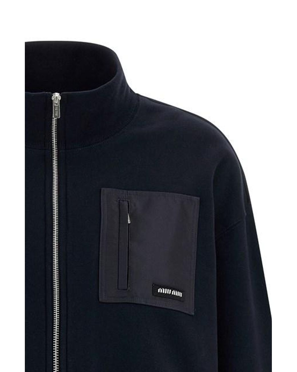 Miu Miu Blue Zip-Up Cropped Sweatshirt