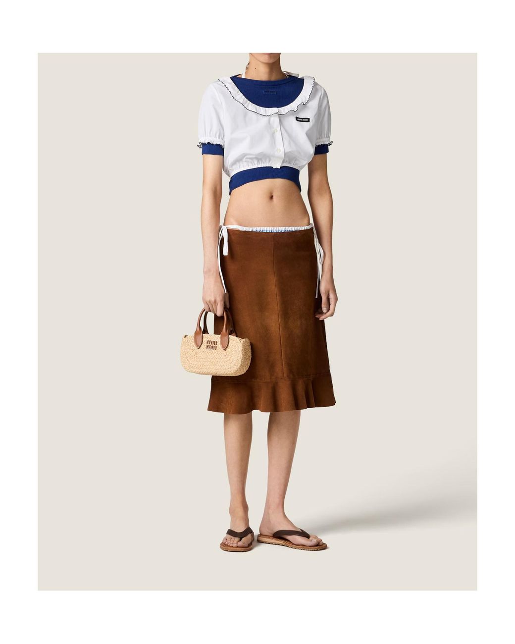 Miu Miu Blue Cotton Boat Neck Sweater