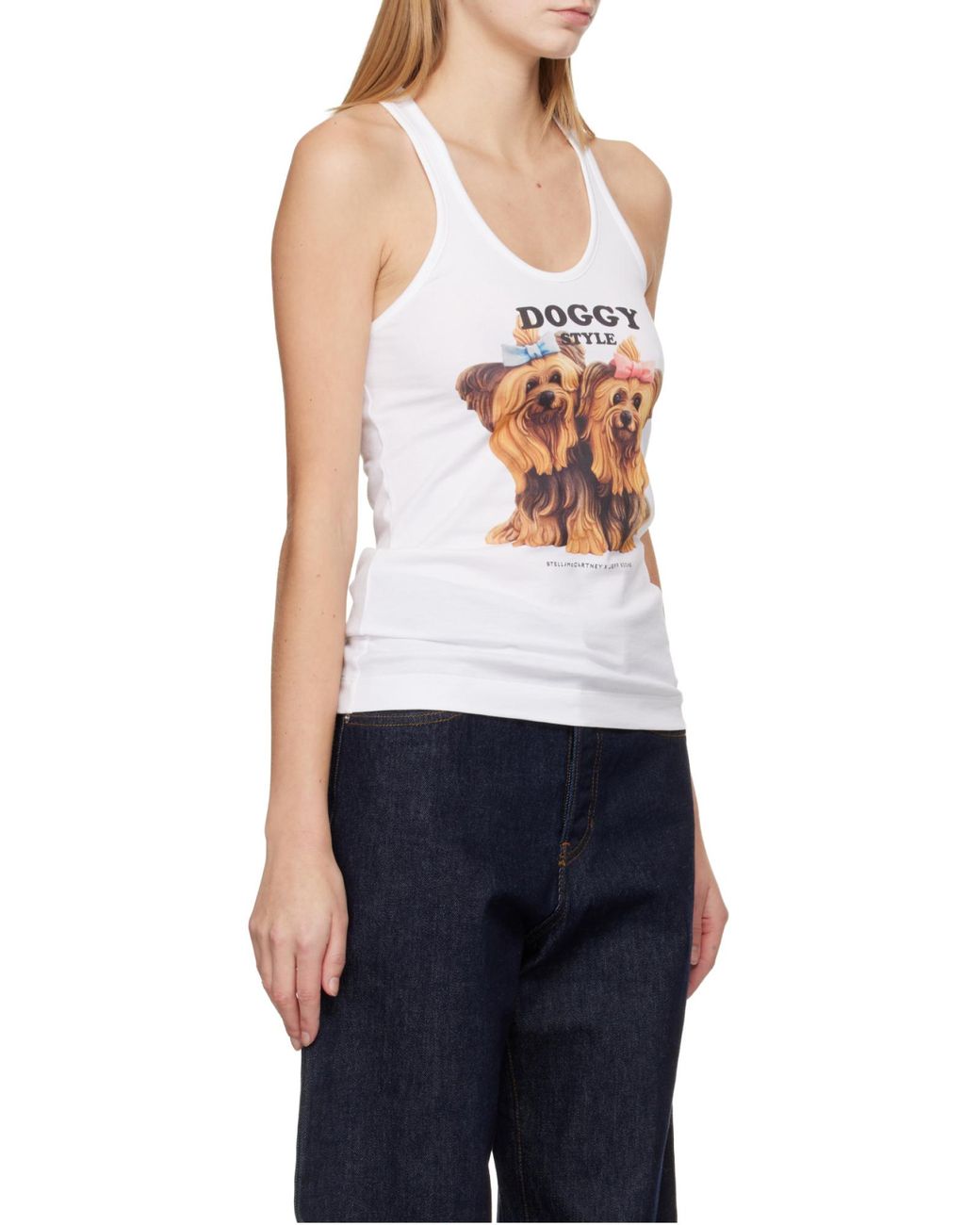 Stella McCartney White Doggy Printed Tank Top