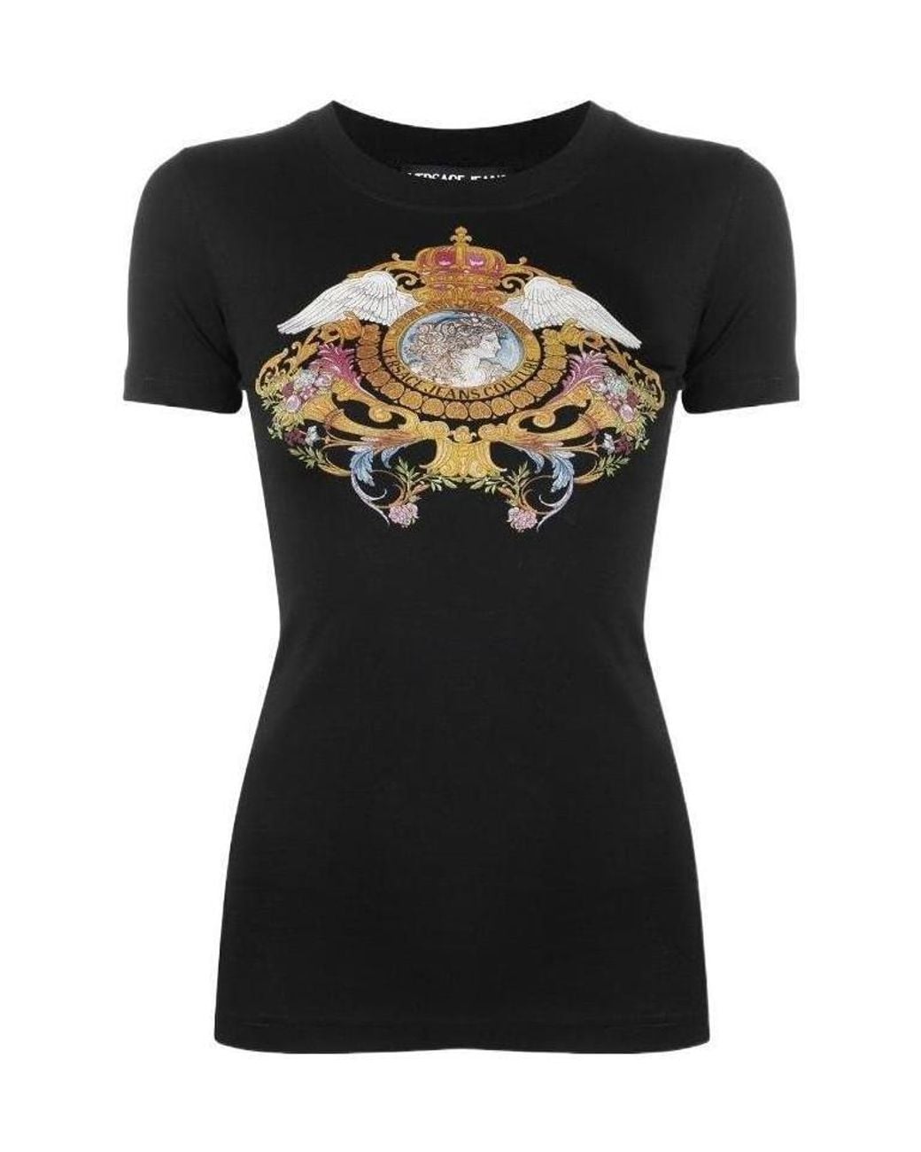 Versace Jeans Black Graphic Print Cotton T-Shirt