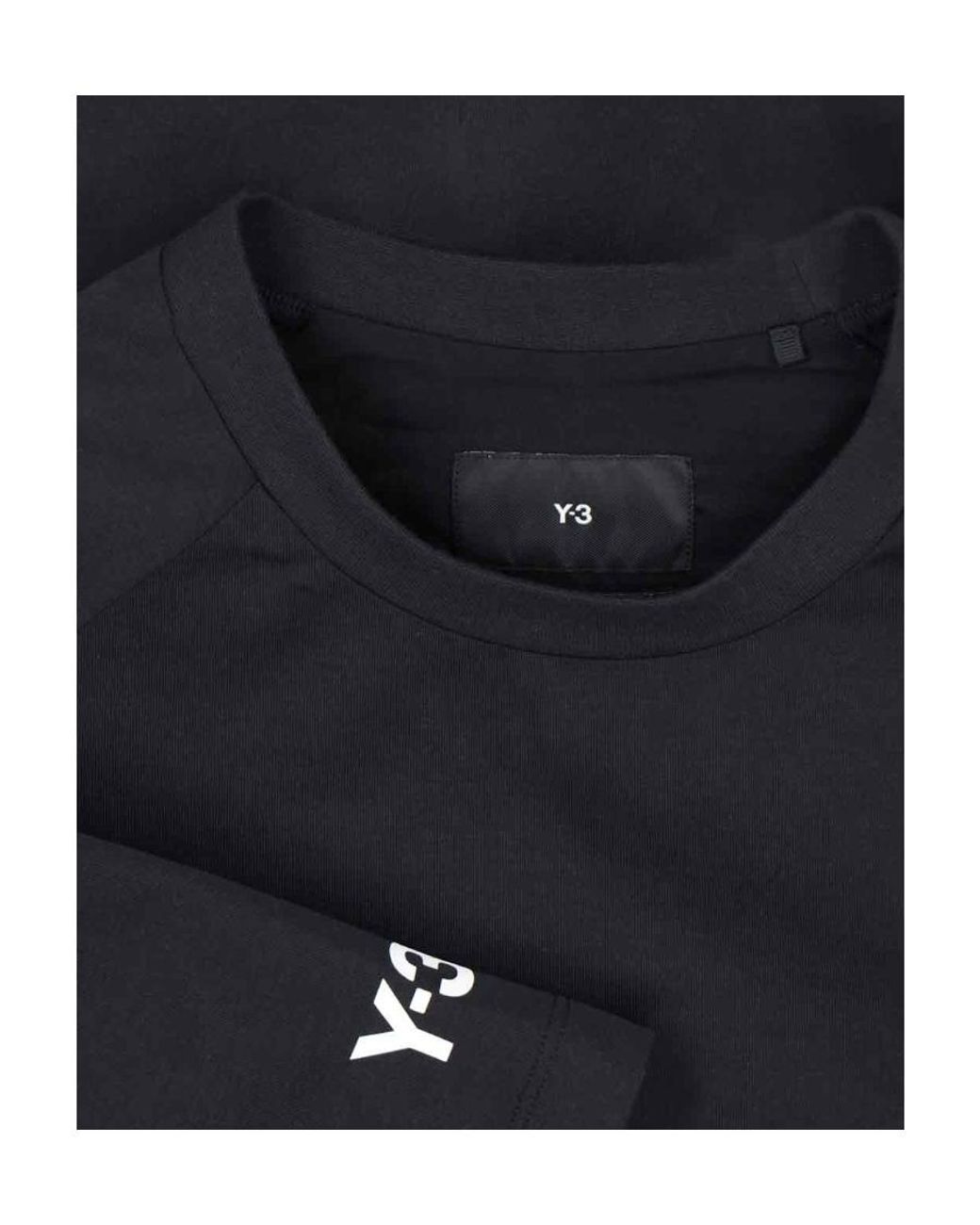 Y-3 Black Logo Printed Crewneck T-Shirt for men