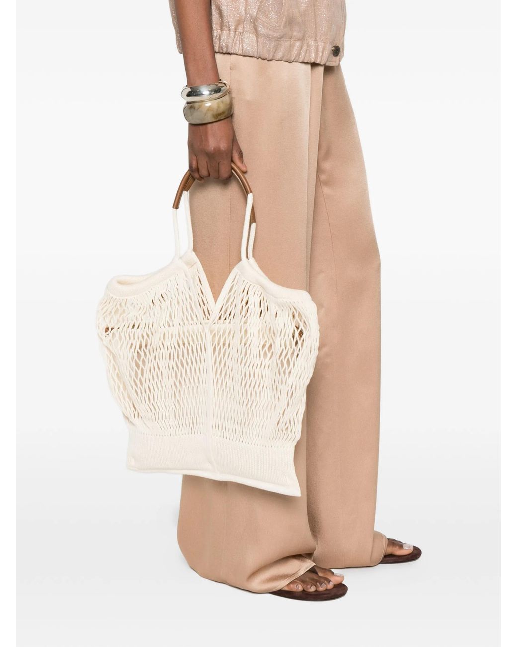 Hereu Natural Knotted Mesh Tote Bag