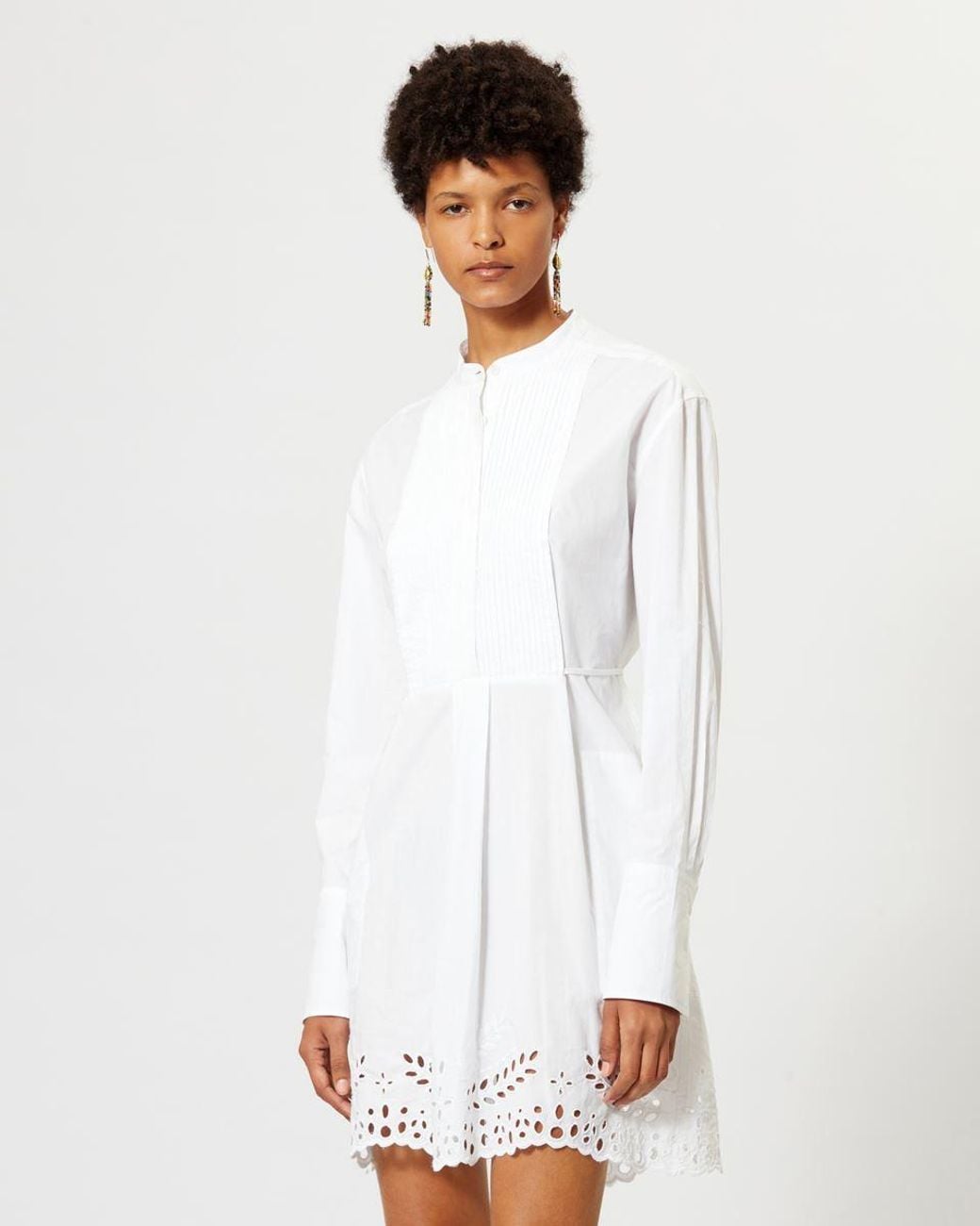 Isabel Marant White Isabel Marant Étoile Rheana Pleat-Detailed Shirt Dress