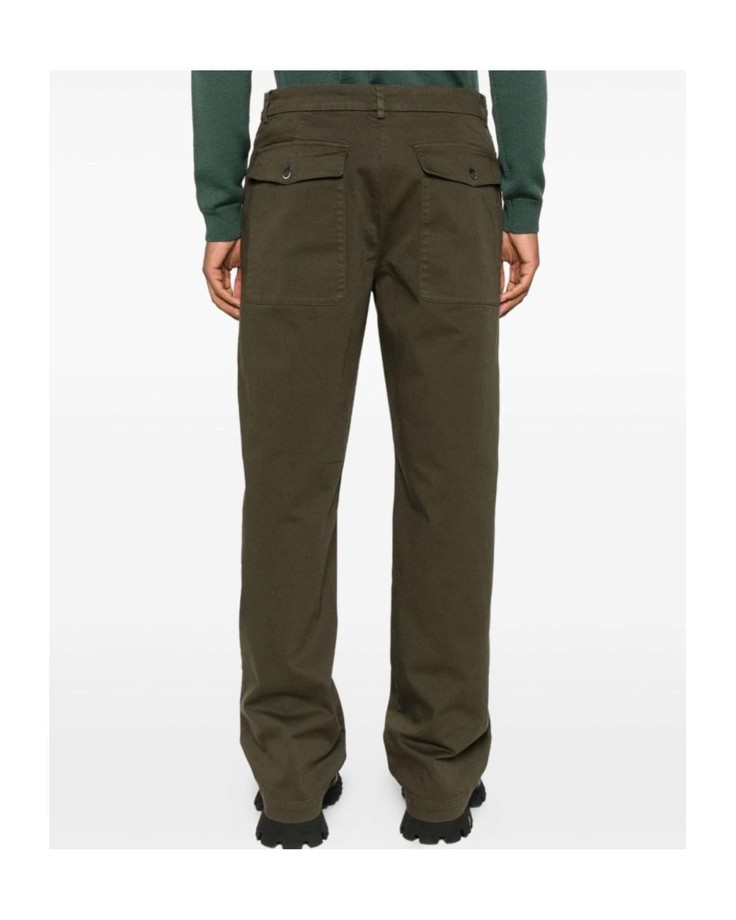 Barena Green Button And Zipper Casual Pants for men