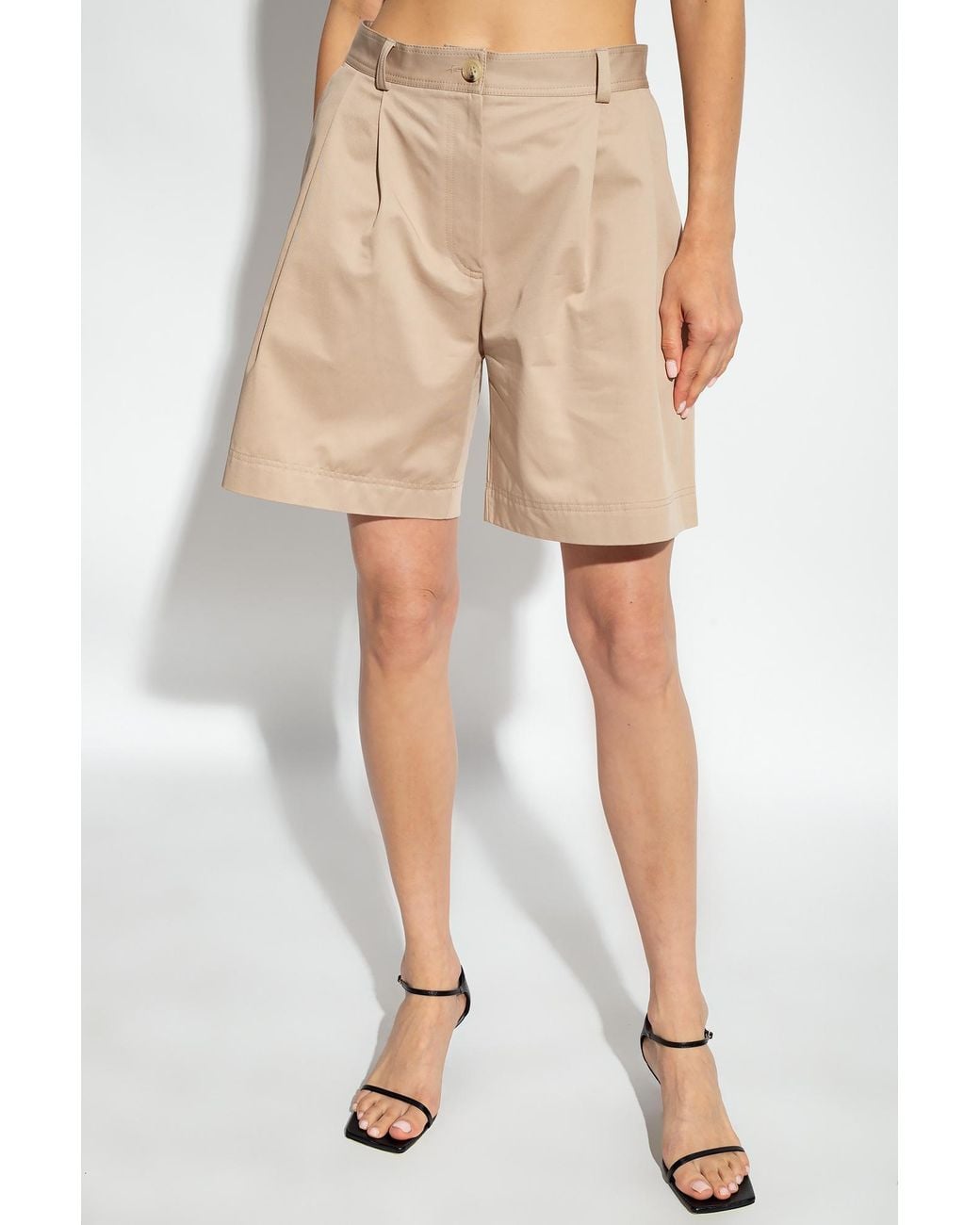 Totême Natural Totême High-Waisted Knee-Length Shorts