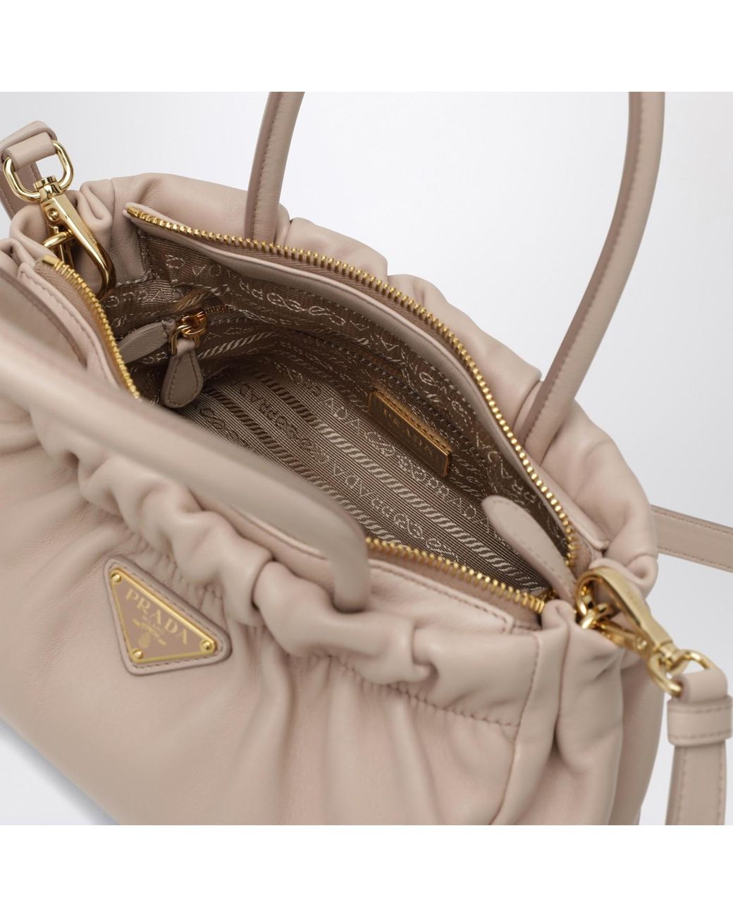 Prada Natural Double Handle Shoulder Bag