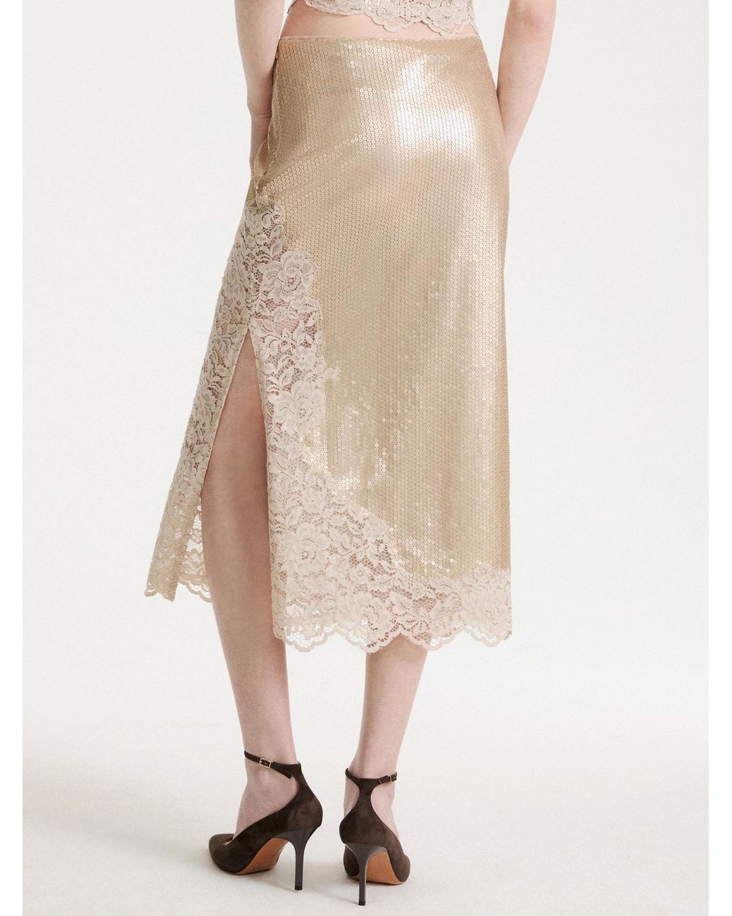 Marella Natural Lace-Detail Skirt