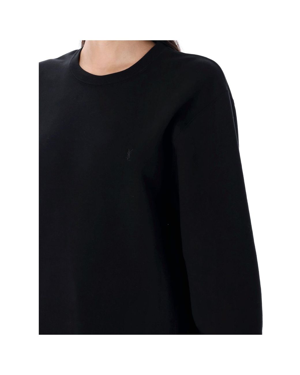 Saint Laurent Black Cassandre Crewneck Sweatshirt