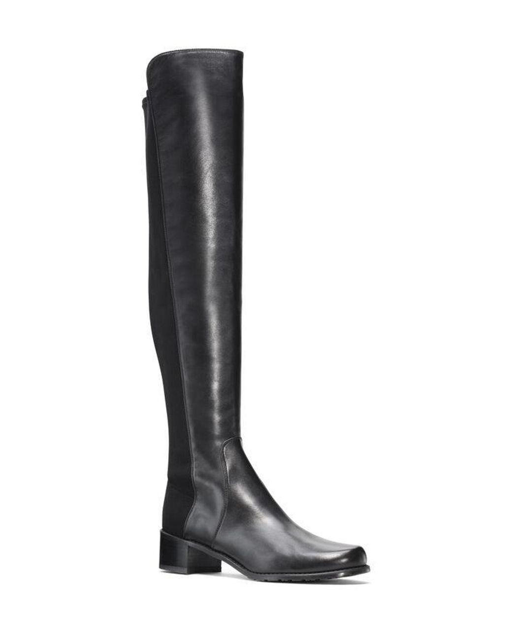 Stuart Weitzman Black Panelled Almond Toe Boots