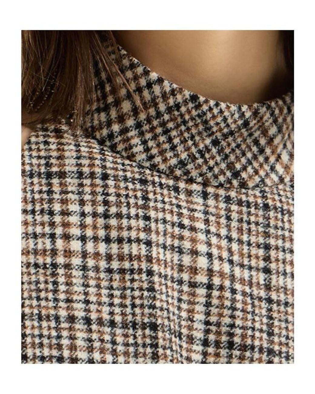Brunello Cucinelli Brown Checked Alpaca And Wool Dress With Monili