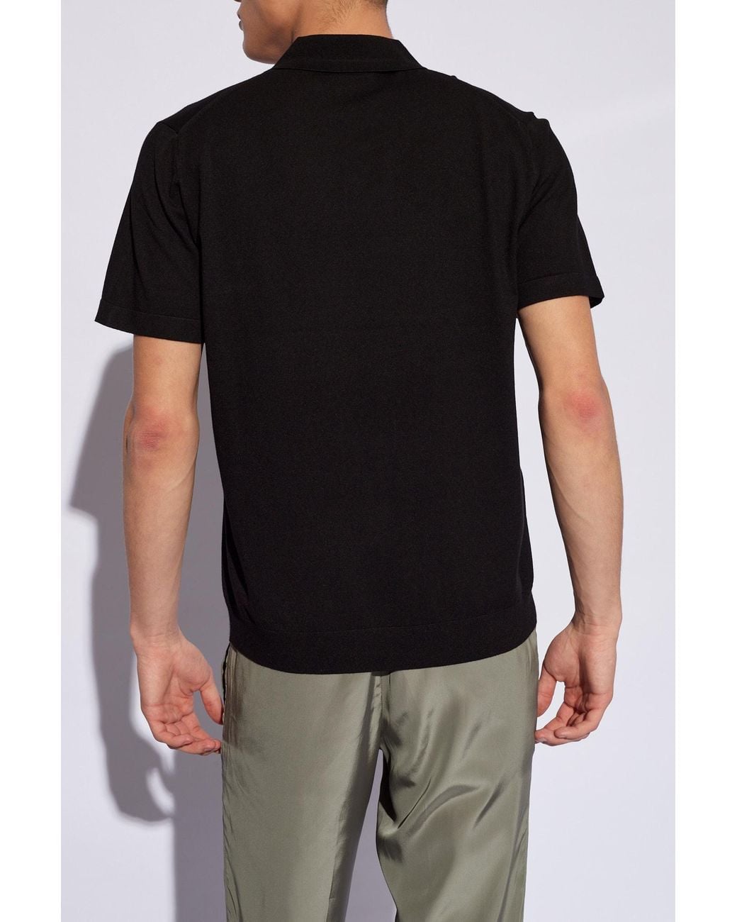 Theory Black Goris Short-Sleeved Polo Shirt for men