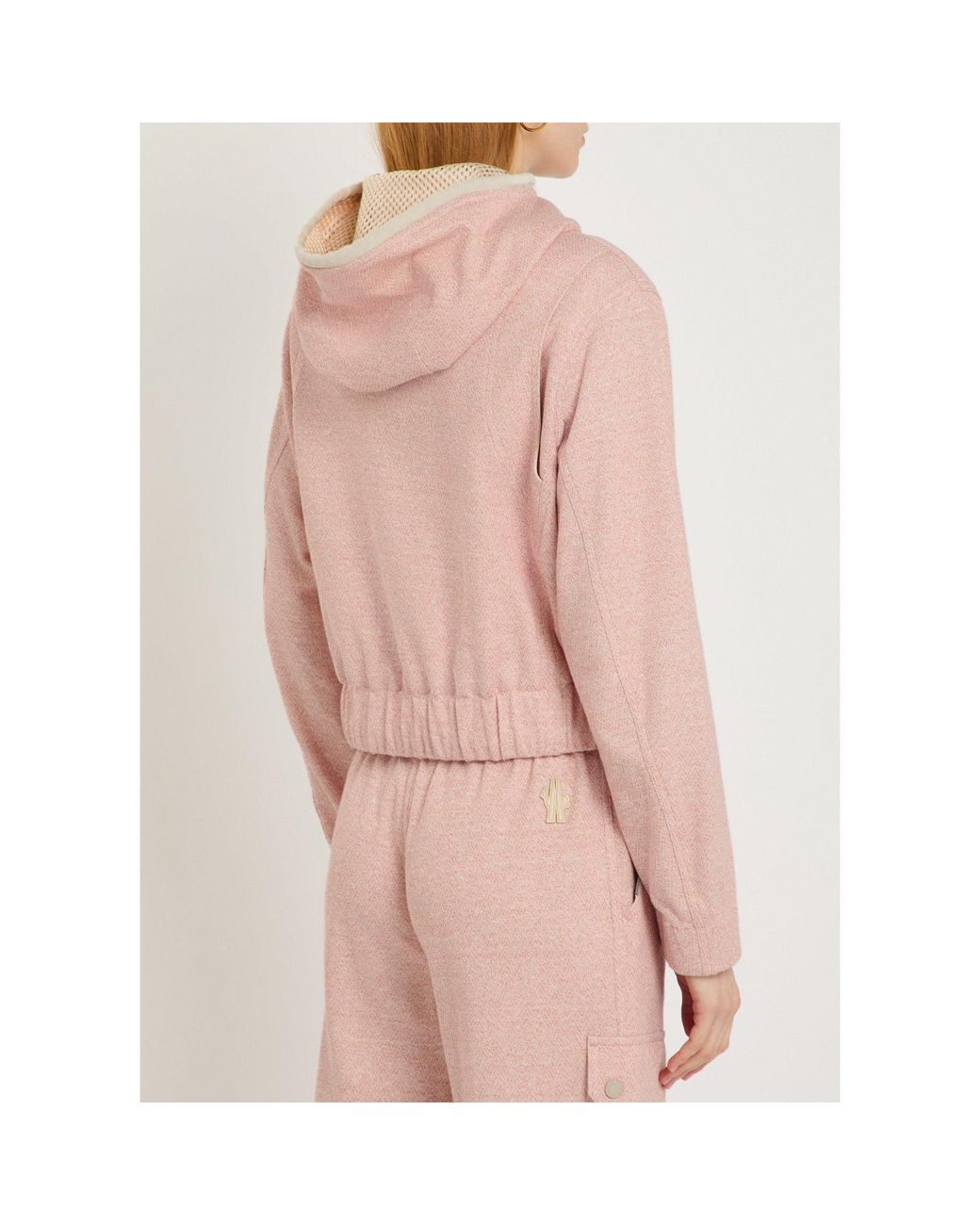 Moncler Pink Cropped Hooded Zip Jacket