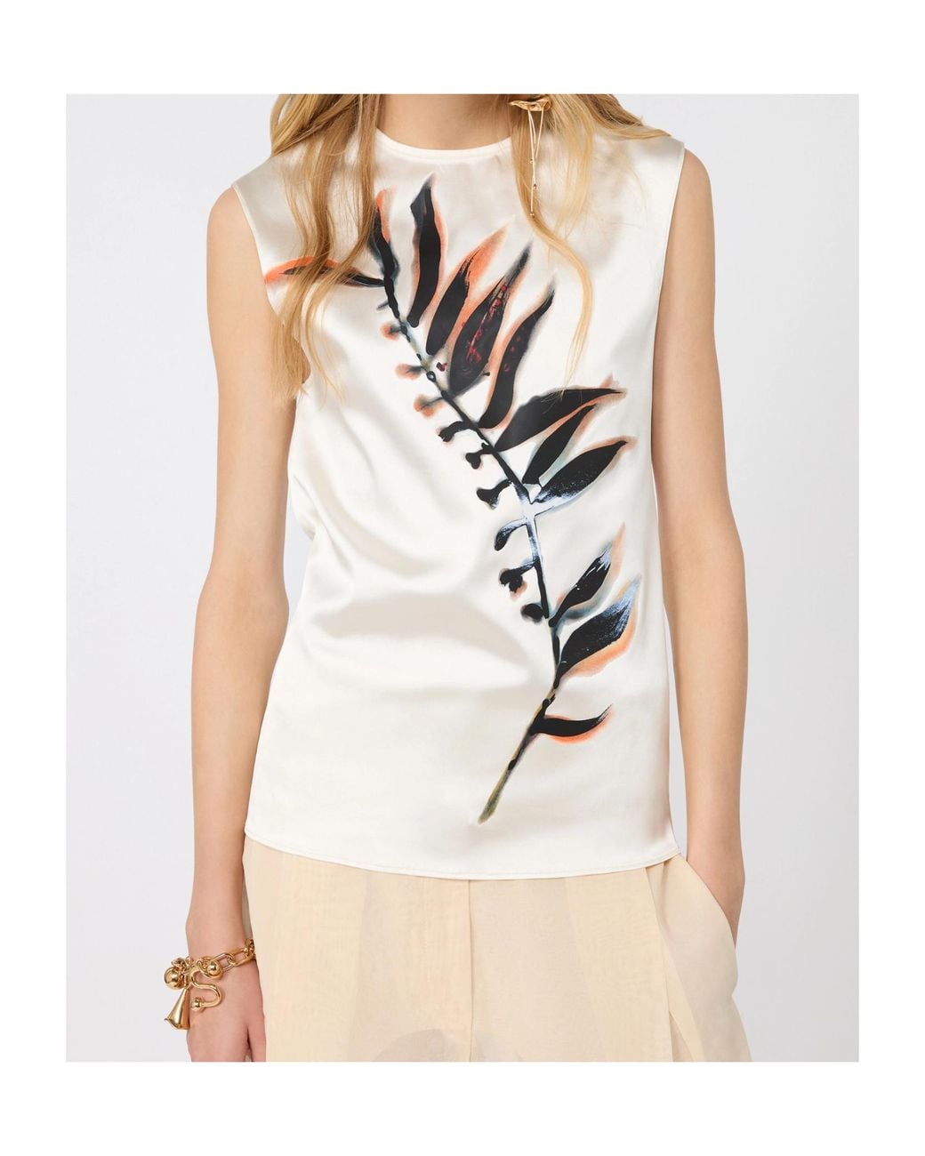 Sportmax White Genero Printed Sleeveless Top