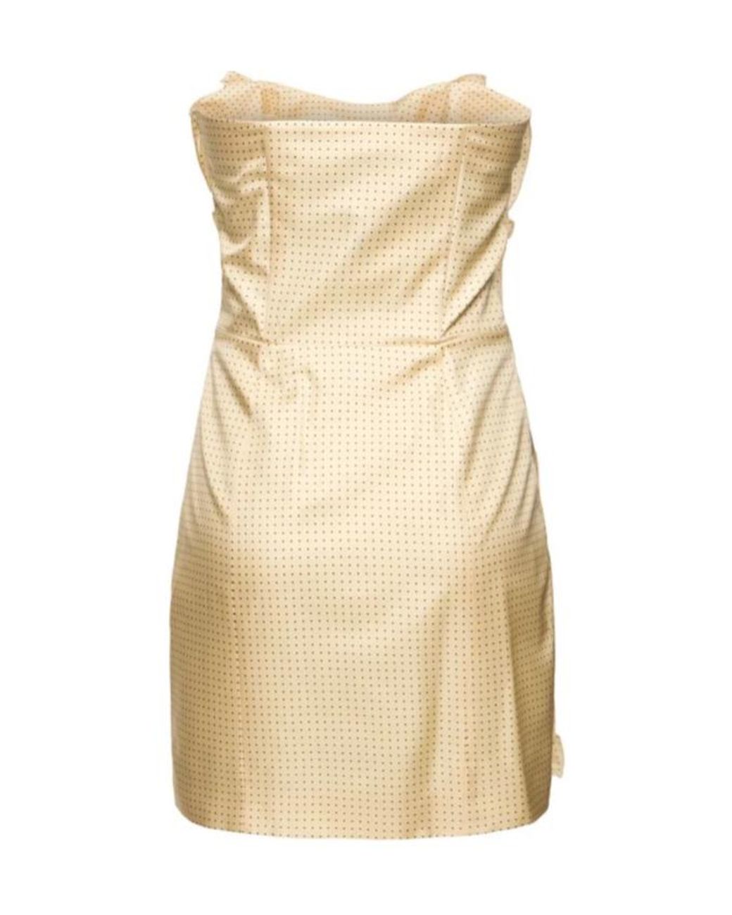 Alessandra Rich Natural Ruched Bandeau Dress