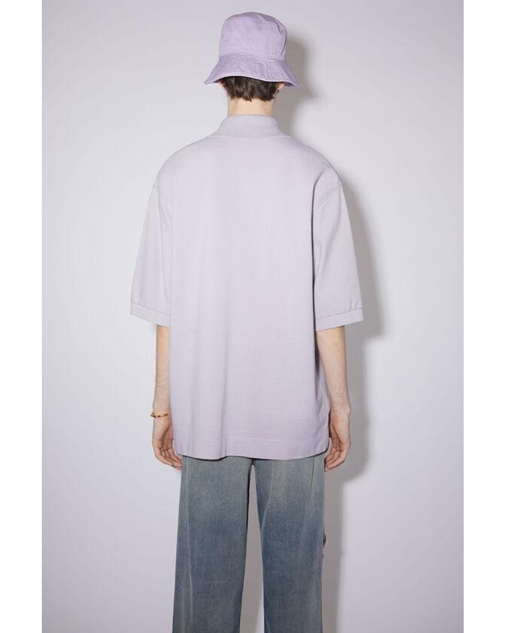 Acne Purple Logo Embroidered Polo Shirt for men