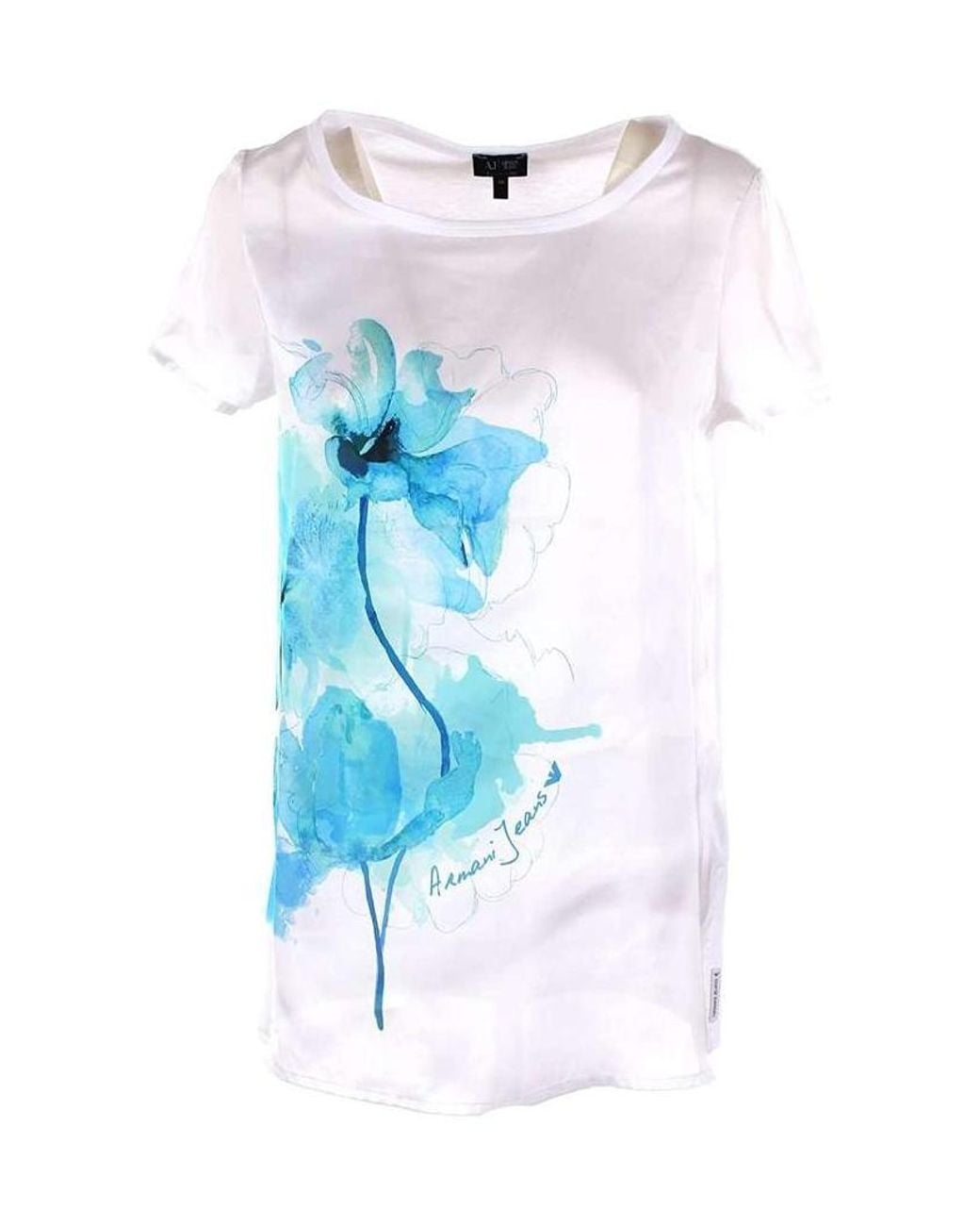 Armani Jeans Blue Crew Neck Printed T-Shirt