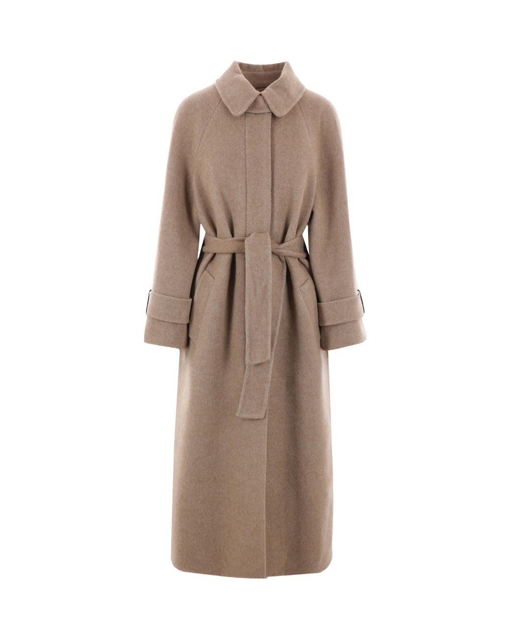 Brunello Cucinelli Natural Herringbone Coat