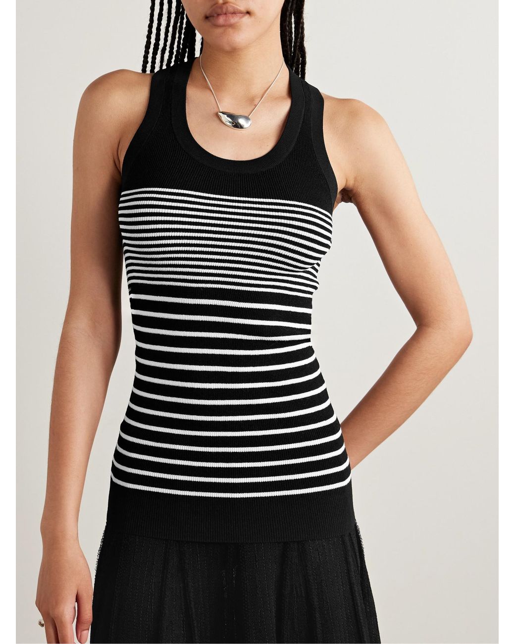 Proenza Schouler Black Roberts Striped Stretch-Knit Tank