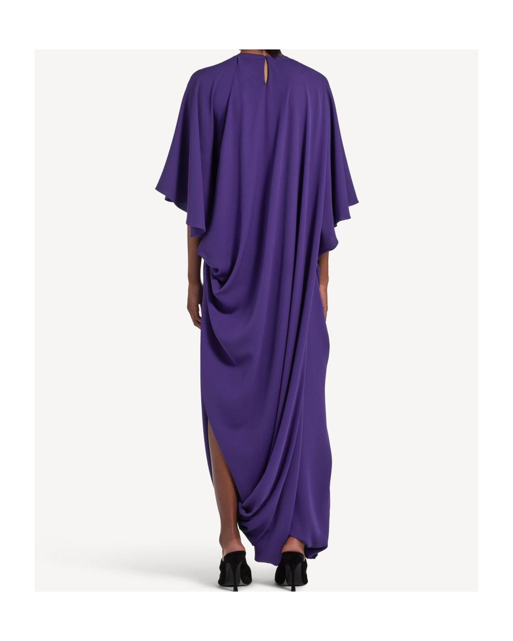 Balenciaga Purple Short Sleeves Draped Dress