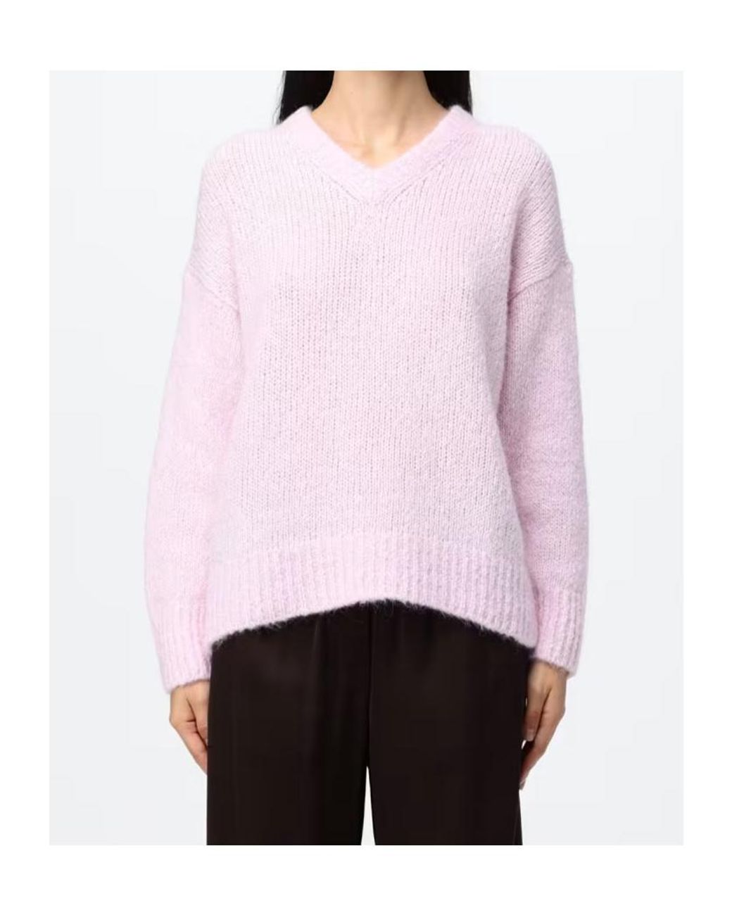 Filippa K Pink Hairy V-Neck Knitted Sweater
