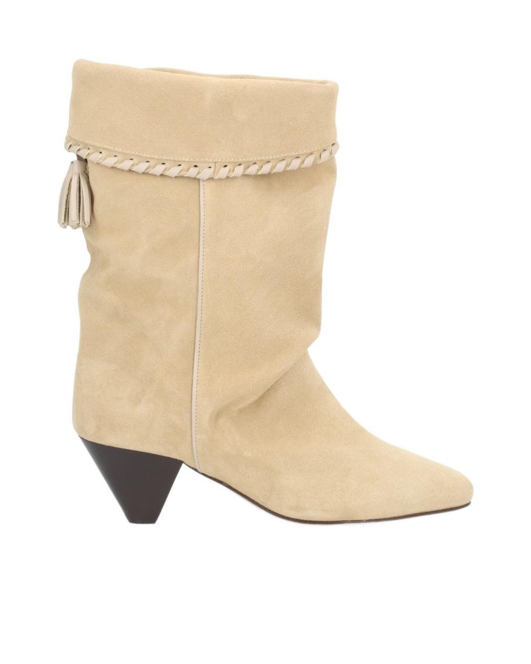 Isabel Marant Natural Dalby Tassel Cone-Heel Boots