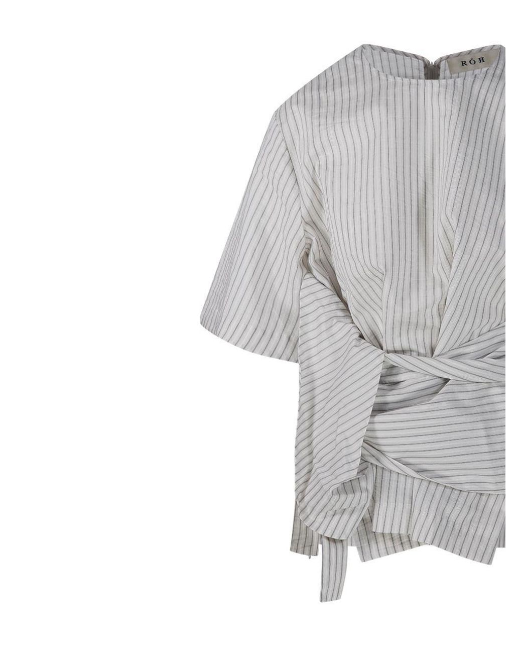 Rohe Gray Wrap Stripe Top