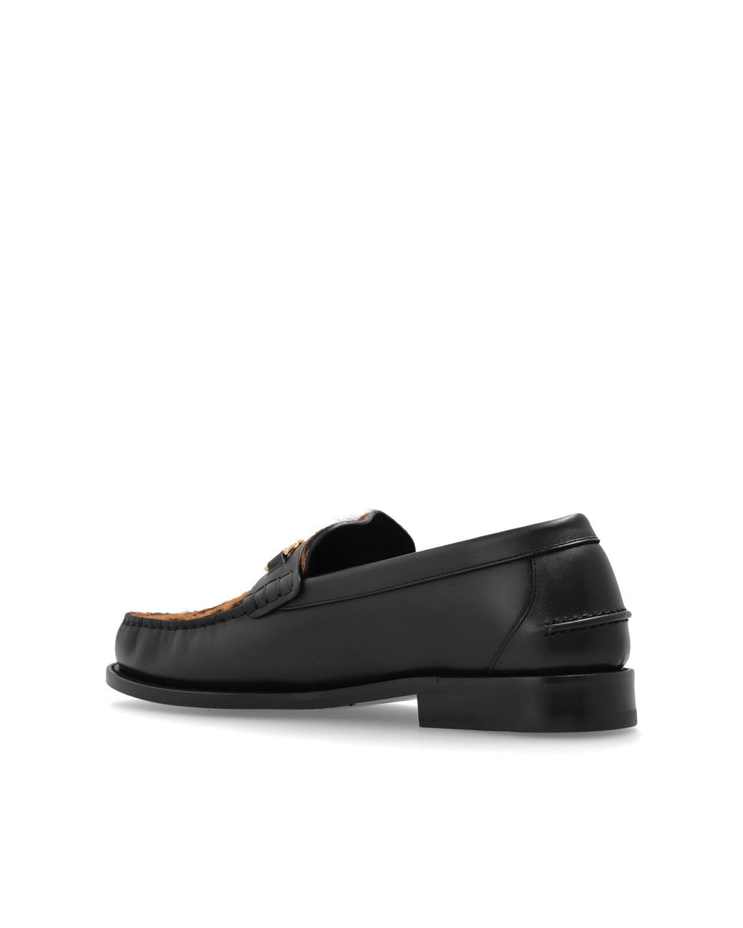 Versace Black Leopard-Printed Slip-On Loafers for men