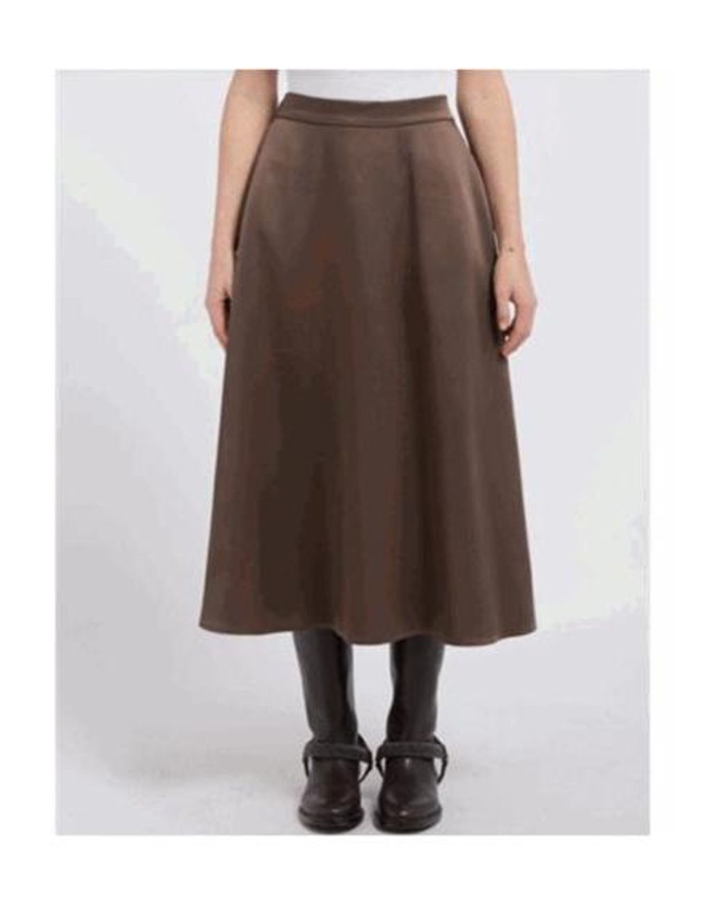 Brunello Cucinelli Brown Pleated Flared Skirt