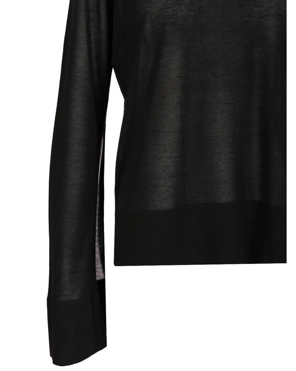 Totême  Black Turtleneck With Slits On The Sleeves