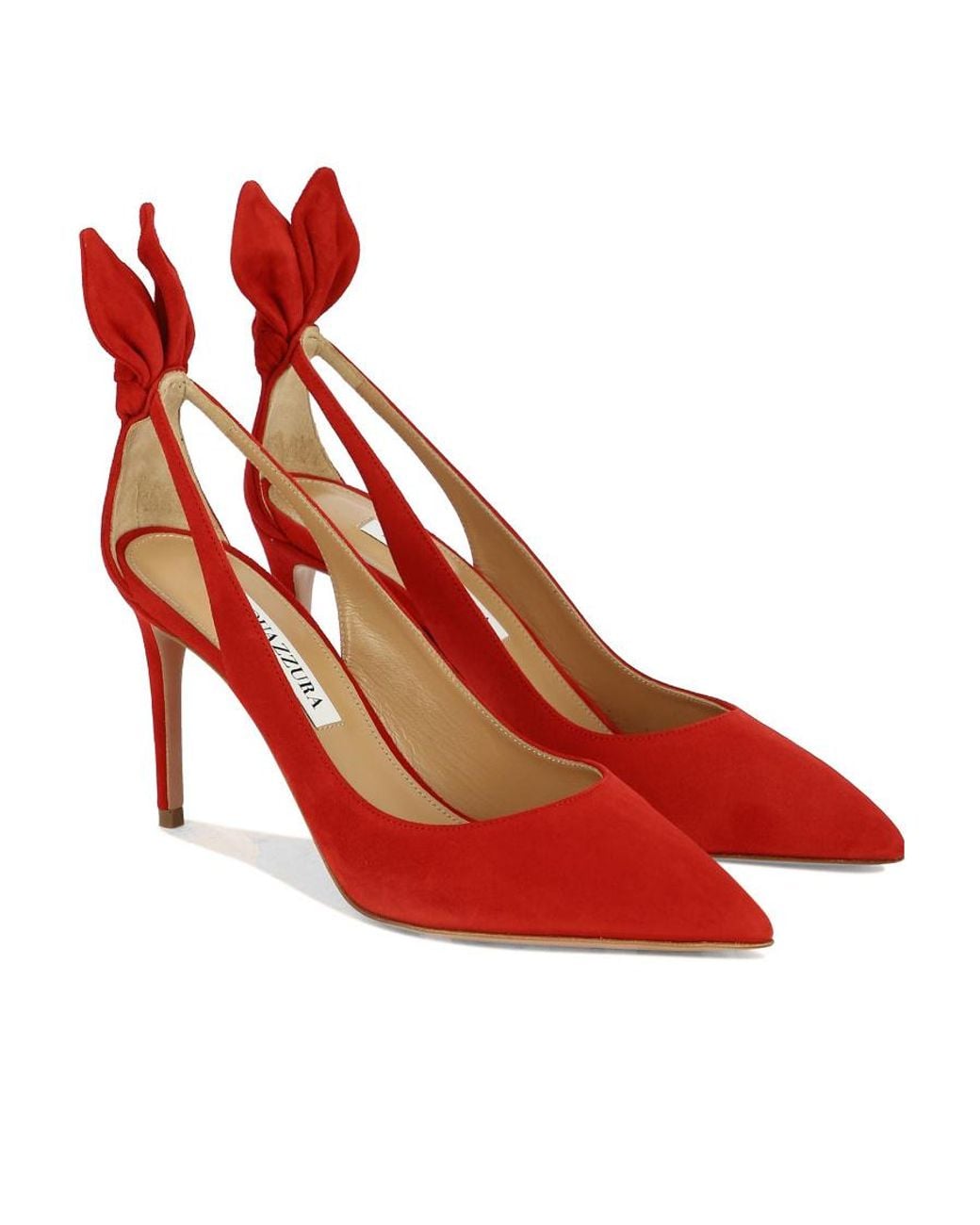 Aquazzura Red Bow Tie Pointed-Toe Pumps