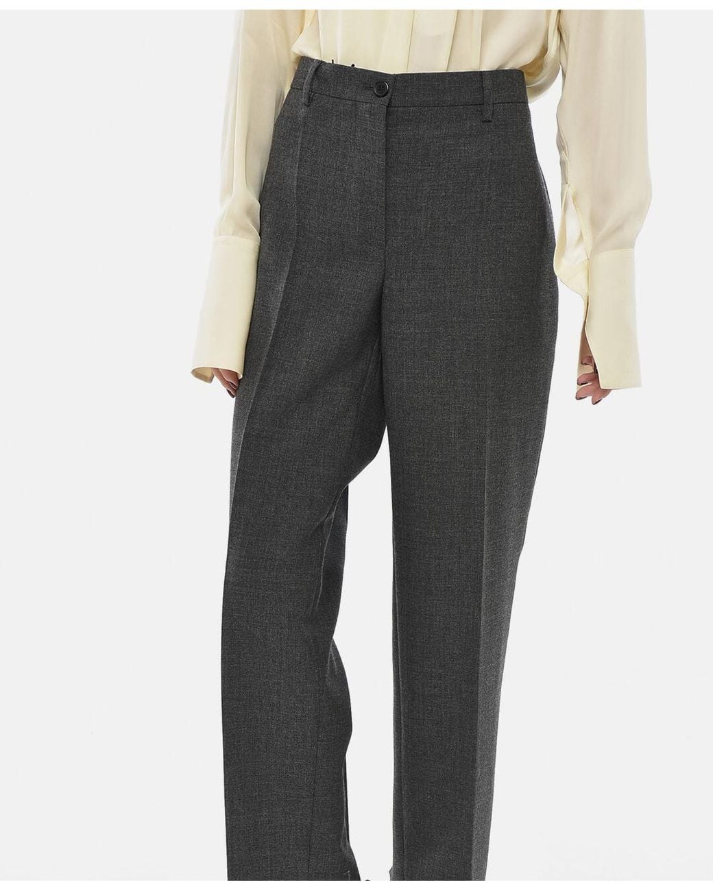 Prada Gray One-Pleat High-Waist Trousers