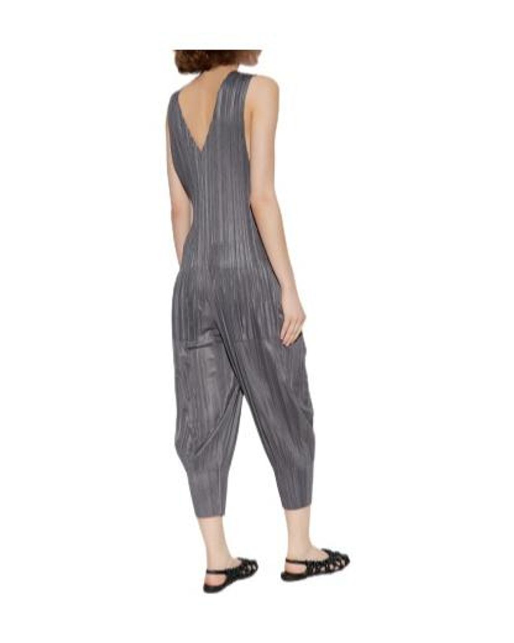Pleats Please Issey Miyake Gray Zip Pleated Jumpsuit