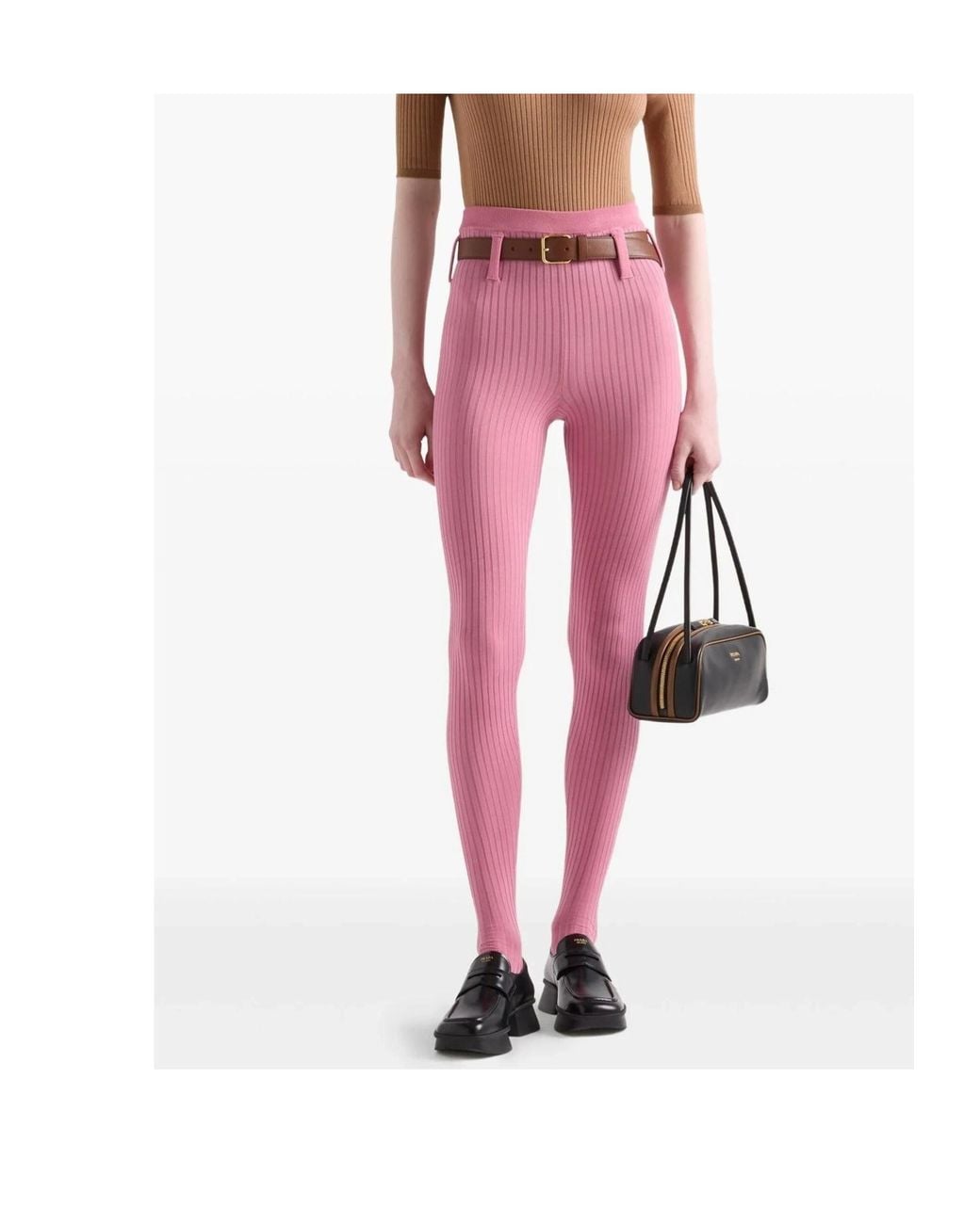 Prada Pink Ribbed Leggings