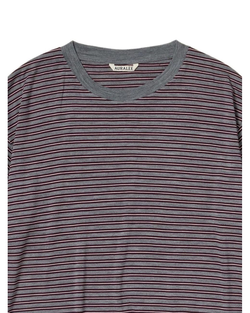 Auralee Purple Striped Short-Sleeve T-Shirt for men