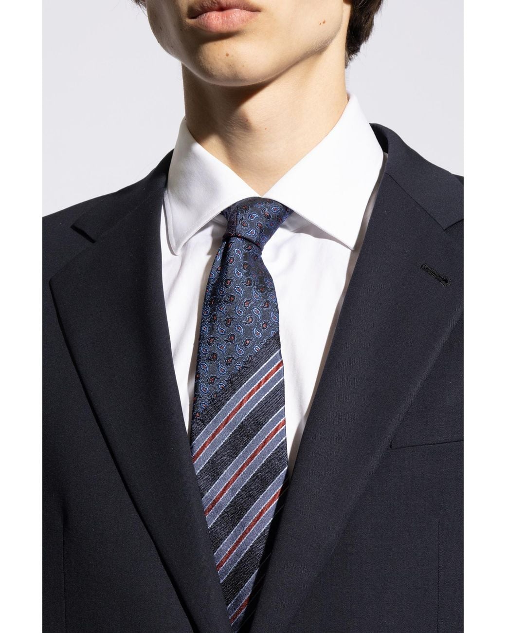 Etro Blue Pattern Embroidered Pointed-Tip Tie for men
